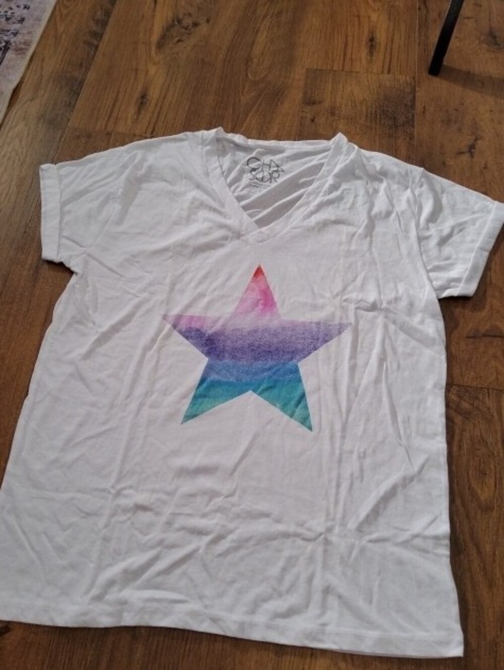 Chaser White Short Sleeve Tee Star Graphic Recycled Large NIP